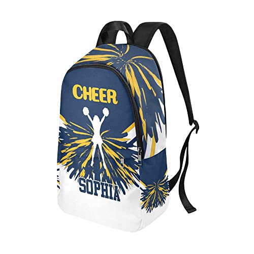 Personalized Cheerleader Navy Blue Gold Backpack with Name Custom Travel Bag for women Men2