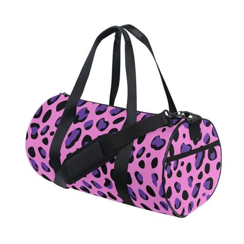 Duffel Bag for Sports Gyms and Weekend Large Capacity Dufflebag for Men and Women, Leopard Print Purple Duffel Bag 17.6 Inches Gym Bag for Travel