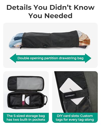 Image of BAGSMART 6 Set Packing Cubes, Expandable Luggage Organizer for Carry On Luggage, Compression and Lightweight Suitcase Organizers for Woman & Man, Black, 6 PCS
