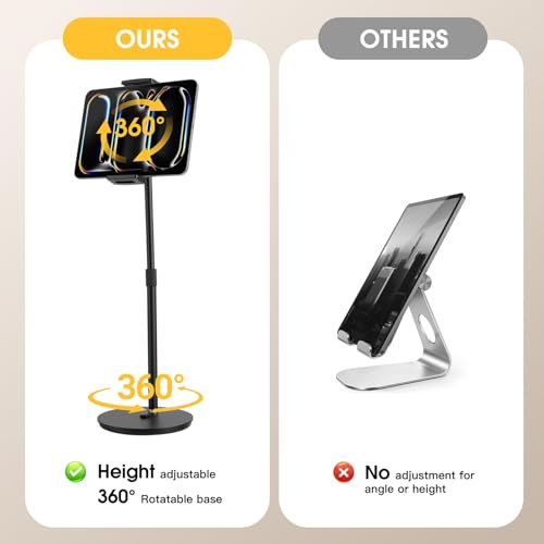 Image of Tablet Stand Holder,ipad Stand for Desk,360 Rotatable Base,13-21 inch Height Adjustable Portable Monitor Stand,Aluminum Desktop Tablet Stand iPad Holder for Desk for 4.7 inch-15.6 inch Kindle, Samsung,Phones