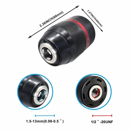 Portabrocas de metal resistente de 13mm con rosca 1/2-20UNF y diseño autoajustable 3