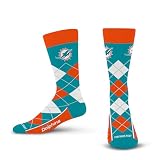 For Bare Feet NFL MIAMI DOLPHINS Argyle Remix Premium Dress Sock Team Color OSFM
