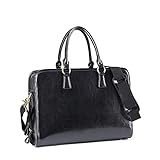 Kattee Genuine Leather Briefcase for Women, Large Capacity Laptop Bag with Luggage Tag