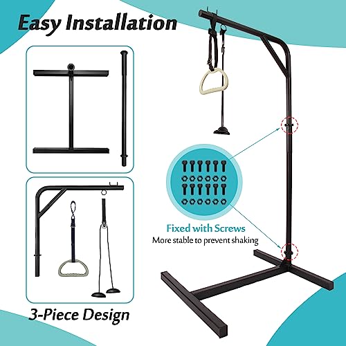 Trapeze Bar for Bed Mobility | Bed Lift for Elderly Disabled Standing Frame, Medical Trapeze Bars for Bed Transfer Pole, Handicap Bed Rail Couch Stand Up Assist Bar by Mybow - Image 6