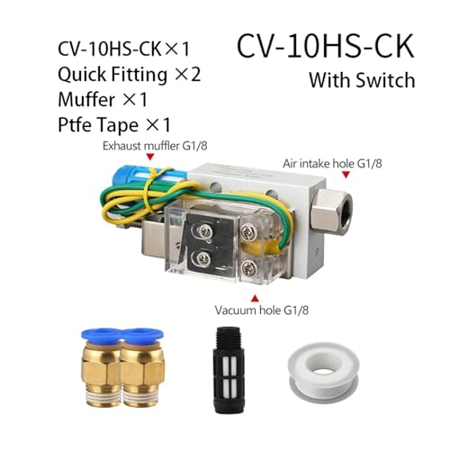 Ventosa con generador de vacío neumático CV-10HS-CK y conexión para aire de 6mm 3