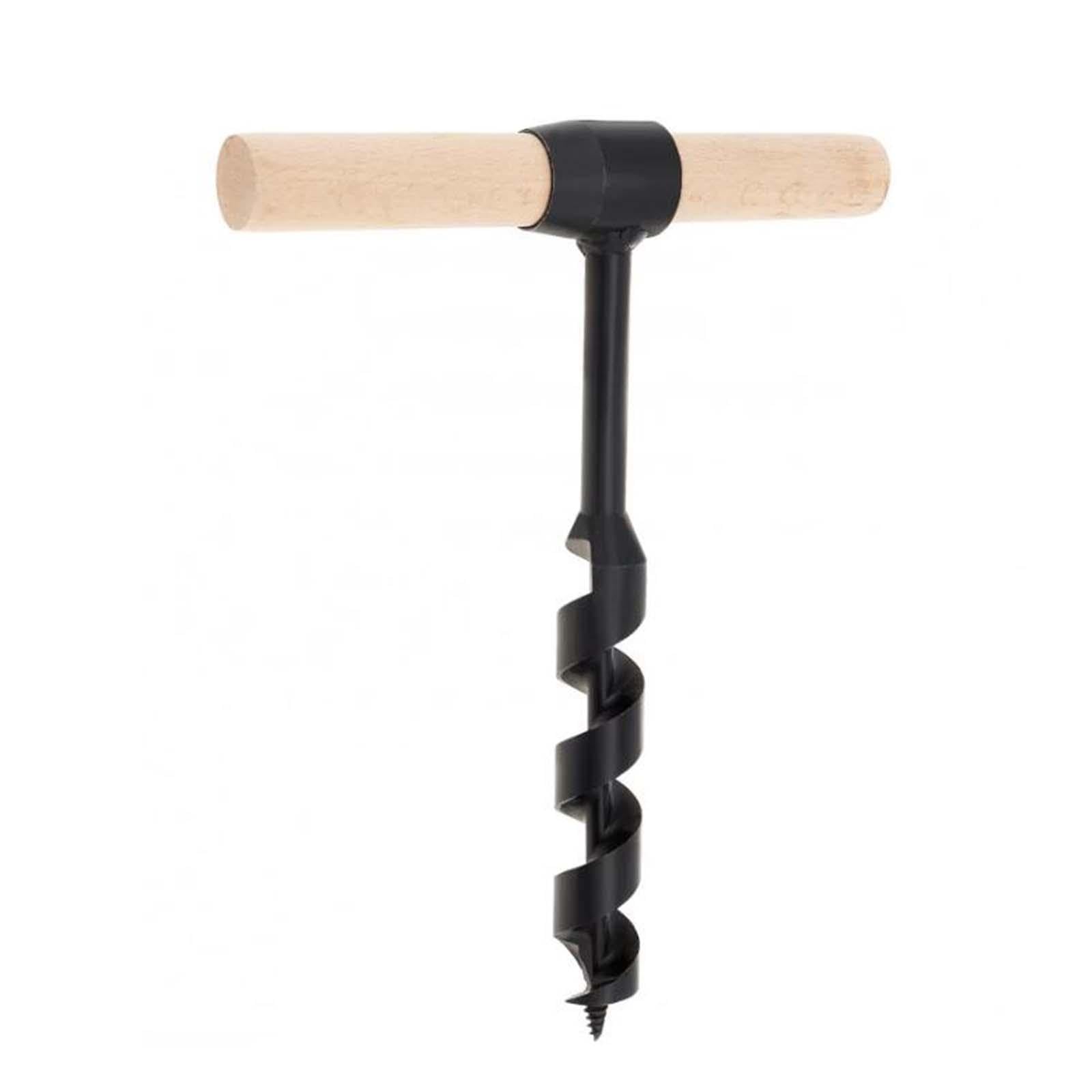 Whtkoph Handheld Auger Drill with Wooden Grip for Outdoor Woodworking And Survival, 25x230mm