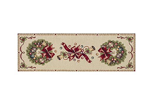 BIANCHERIAWEB Centrino Runner Natalizio In Gobelin 35x100 Cm - Babbo Natale E Albero - Made In Italy