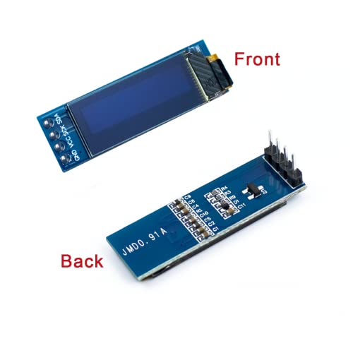 Hosyond 5 Pcs 0.91 Inch I2C Oled Display Module Iic Oled Screen Dc 3.3V~5V Compatible With Arduino Raspberry Pi (White Display Color) #TOP4