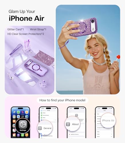 Coque iPhone Air 6,6" violette MagSafe avec protège écran et porte-carte - 2