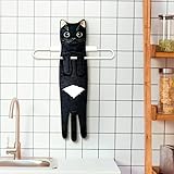 Hawgiman Cat Hand Towels for Bathroom Kitchen, Funny Cat Gifts for Women Housewarming Gifts for Cat Lovers, House Warming Gifts New Home Hanging Decorations (black) - Image 4
