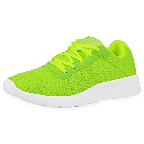 SCARPE VITA Herren Sportschuhe Laufschuhe Fitness Sneaker Freizeit Schuhe Schnürer Leichte Joggingschuhe Profilsohle 188557 Neon Grün 38