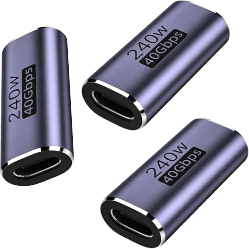 GHQXZT 3 Pack USB C Female to Female Adapter USB C to USB C Coupler Supports 240W Charging & 40Gbps Data Transfer 8K@60Hz Video Output Type C Extender Compatible with MacBook iPad Thunderbolt 4/3