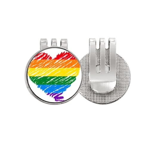 Marqueur de golf aimanté émail cœur Rainbow pour personnaliser votre parcours