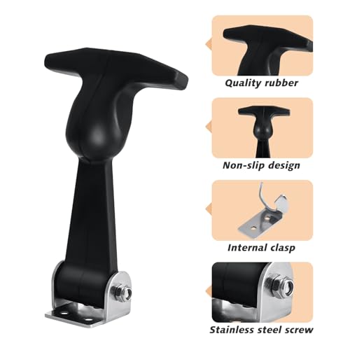 Housoutil Rubber Hood Closure, Pack of 2, Elastic Stainless Steel Tension Clasp, Rubber, Flexible T Handle Hasp - Image 3