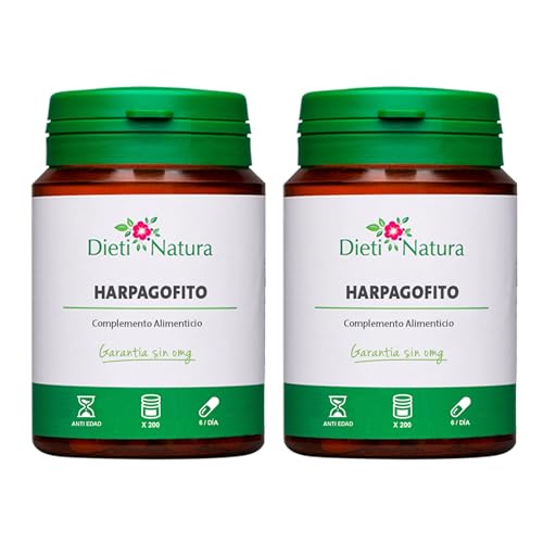 Harpagofito 200 cápsulas de Dieti Natura. Para la sensibilidad articular [Fabricado en Francia][Garantía Sin OGM ni Gluten] (Pack de 2)