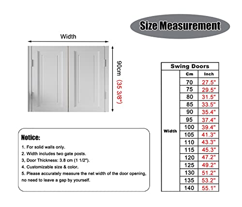 Aneez Interior Solid Wood Swing Door, Sturdy Cafe Saloon Doors With Metal Hinges, Cowboy Swinging Door For Stairs Bathroom Bedroom Balcony (Color : White, Size : W70Cmxh90Cm/27.5" X35.4) #TOP1