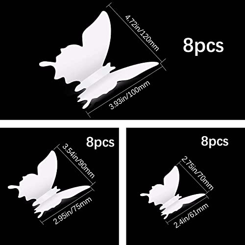 24Pcs 3D Butterfly Removable Mural Stickers Wall Stickers Decal For Home And Room Decoration (White-24Pcs) #TOP1