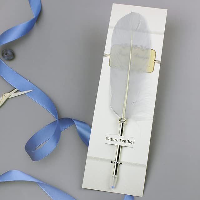 Miniatura 3 de OPENDGO Bolígrafo de pluma creativa con tinta negra, bolígrafos de punta redonda natural para escribir en la escuela, firmas, regalo de boda