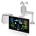 Produktbild Profi Wetterstation Funk mit Touchscreen Farbdisplay, inkl. Außensensor, DCF Empfangssignal Funkuhr - Innen- und Außentemperatur, Wettervorhersage, mit drahtlosen Regenmesser & Windmesser