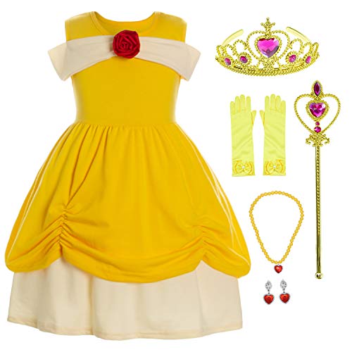 Princess Belle Costume Dress Up Outfits for Infant Toddler Girls with Accessories 18-24 Months