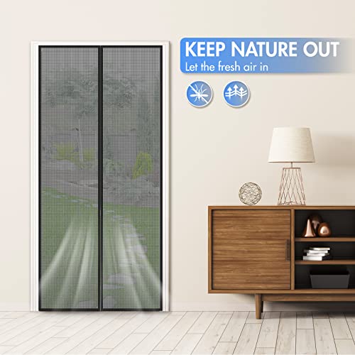 Bescost Magnetic Screen Door 250G/M² Fiberglass Mesh, Screen Door Heavy Duty, Reinforced Fiberglass Screen Door, Hands Free Screen Keeps Bugs Out - Screen Size 38 X 83 Inch, Fit Door Size 36 X 82 Inch #TOP6