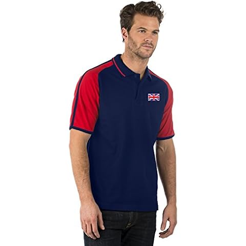 Great Britain Union Jack Flag Emblem Premium Sports Contrast Polo Shirt - Unisex, Colour Navy/Red - XS to 3XL (M (42)) Cover
