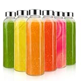 Sursip 18oz Glass Water Bottle Set of 6, Clear glass juice bottle for juicing，Reusable Drinking Bot