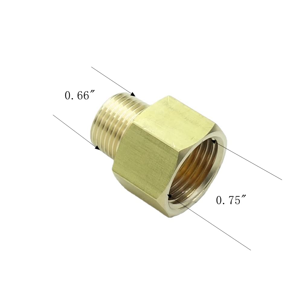 JUWO Brass Pipe Fitting Reducer Adapter - 3/8 NPT Male X 1/2 NPT Female For Air, Gas, Oil - View #4