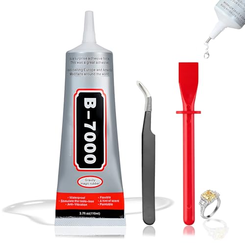 Schmuckkleber, B7000 Kleber mit Pinzette und Schaber, Transparenter Schmucksteinkleber für Schmucksteine, Handy Reparatur und DIY Projekte, 110ml Flasche