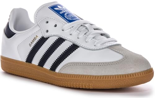 adidas Samba Og Men's 3-Stripes Retro Contrast 70S Trainers (White Navy, US 4)