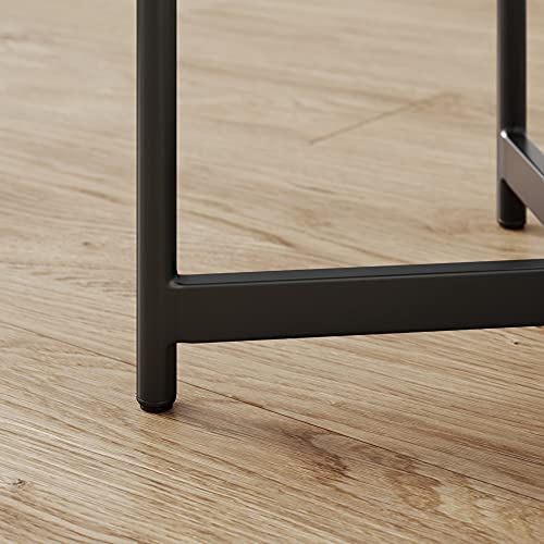 Nathan James Alexis Round Modern Accent, End Table With Metal Legs And Faux-Marble Tabletop For Living Bedroom And Nursery Room, 20 In X 20 In X 23 In, Side/Black #TOP5