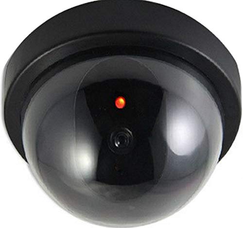 2X Dummy Kamera Attrappe mit Objektiv Videoüberwachung Warensicherung Überwachungskamera Fake Camera mit rotem LED Licht täuschend echt für Wand Decke