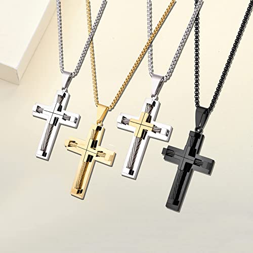 YL Collana a croce in acciaio inossidabile con