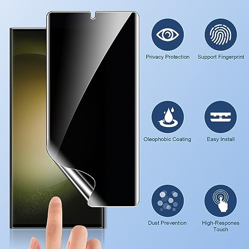 Image of LK 2 Pack for Samsung Galaxy S23 Ultra Screen Protector [Not Glass], 2 Pack Glass Camera Lens Screen with Easy Installation Tool [Fingerprint Compatible] 3D Full Coverage for S23 Ultra