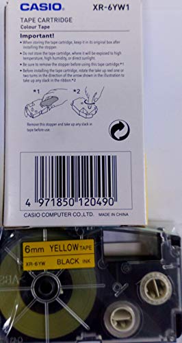 Image of Casio XR-6YW1 Label Printer Tape (Black and Yellow)