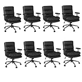 ralex-chair 8 Pack Office Chair with Thicken Seat and Armrests, Leather Desk Chair...