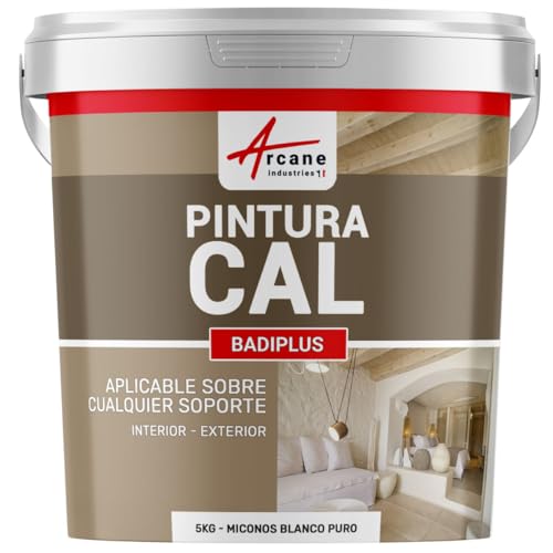 Encalado de Cal para Paredes Interiores y Fachadas Exteriores - BADIPLUS - 5 kg (hasta 25 m²) Miconos Blanco Puro - ARCANE INDUSTRIES