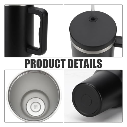 Image of Zephorus Personalized Stainless Steel Vacuum Insulated Cup with Lid and Straw, 40 oz Tumbler with Handle for Water, Iced Tea or Coffee, Keep Hot /Cold for Hours (Black)