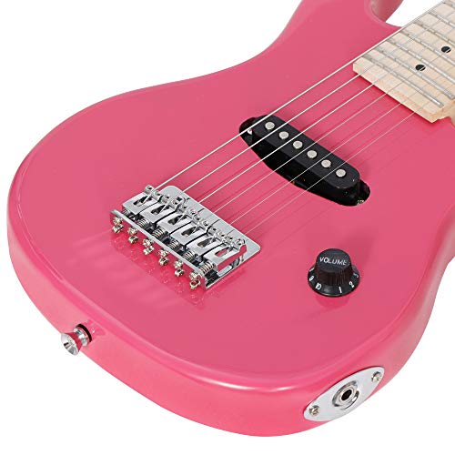Smartxchoices 30" Inch Kids Electric Guitar With 5W Amp Cable Cord Pick Shoulder Strap Much More Guitar Combo Accessory Kit For Beginner Starter (Pink) #TOP4