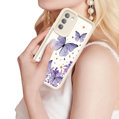 Coque Samsung S21 Plus papillon violet en silicone antichoc