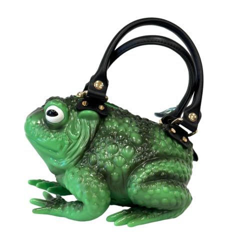 Image of Green Glowing Glow in the Dark Toad Bag Purse Satchel Handbag Witch Frog Cottagecore Goblincore Dark Gothic