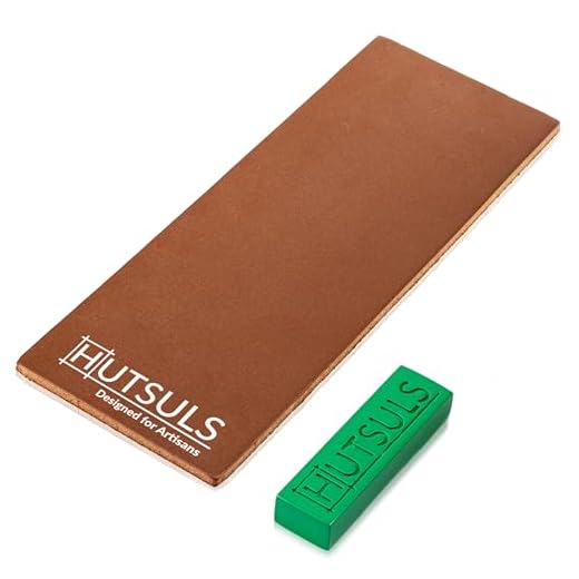 Hutsuls Brown Leather Strop with Compound - Get Razor-Sharp Edges with Stropping Kit, Green Honing Compound & Vegetable Tanned Two Sided Knife Sharpener Step-by-Step Guide Included