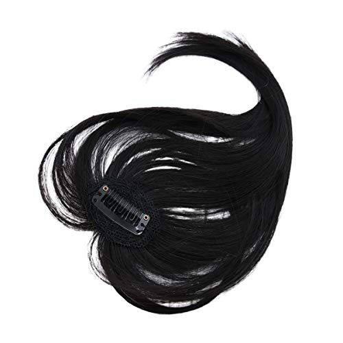 Lurrose 1 pc clipe franja invisível costura 3D air bangs peruca peruca peruca para meninas (preta) p