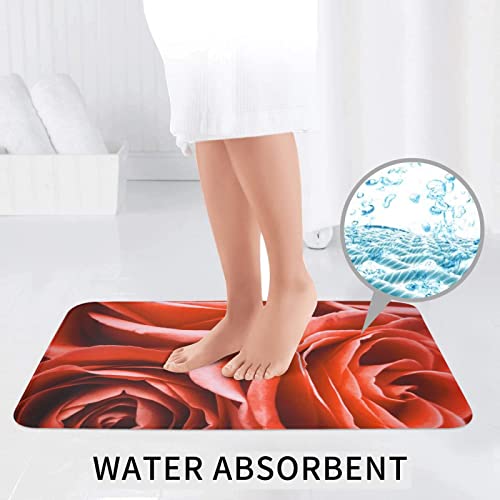 Rote Rose Blume Badezimmer Teppich Sets von 3 rutschfesten Badematten, Konturmatte und WC-Deckelabdeckung Duschmatten Badteppich für Badewanne Dusche und Badezimmer – Bild 7