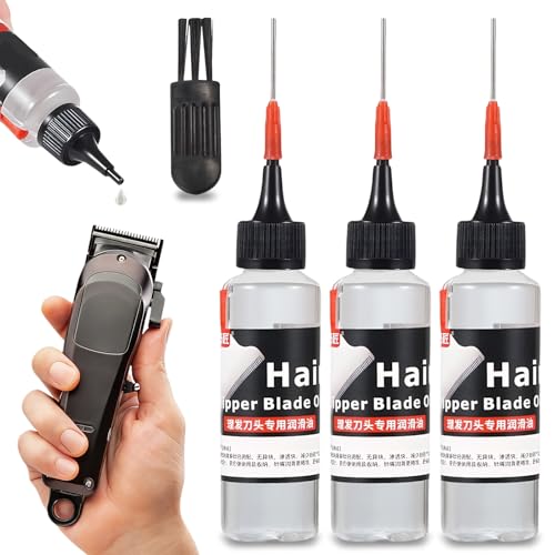 3 Stück Scherkopföl, Öl für Haarschneidemaschine mit Reinigungsbürste, Rasierer Öl, Reibungsminderndes Trimmeröl für Haarschneidemaschinen Haarschneider Rasierer Trimmer(60ML)