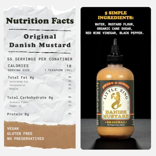 Image of Little Zing Danish Mustard Combo Pack, Original Sweet & Punchy + Garlic Miso Umami, 2 x 10 oz Squeeze Bottles, Drizzle-Ready, No Preservatives, Vegan & Gluten Free Set