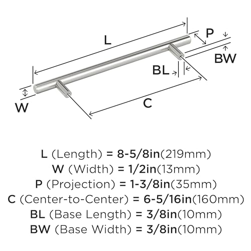 Image of Amerock 6-5 /16 inch Bar Pulls Stainless Steel Drawer Pull | 6-5 /16 inch (160mm) Center-to-Center Mounting Distance and 8-5 /8 inch Overall Length, Durable Stainless Steel Cabinet Hardware