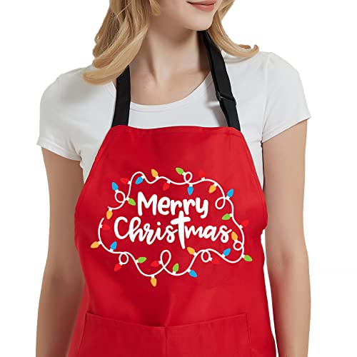 Jpayxese Christmas Aprons for Women with Pockets, Cooking Apron for Women Men Chef Mom Dad Kitchen Grilling BBQ Grill, Baking Gifts for Bakers Merry Christmas Party Decorations