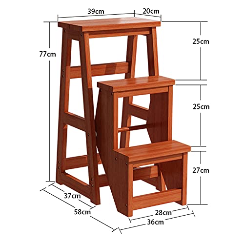 Silla de escalera de biblioteca multifuncional en madera maciza robusta 8