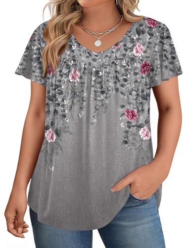 IN'VOLAND Plus Size Summer Tops for Women Flutter...